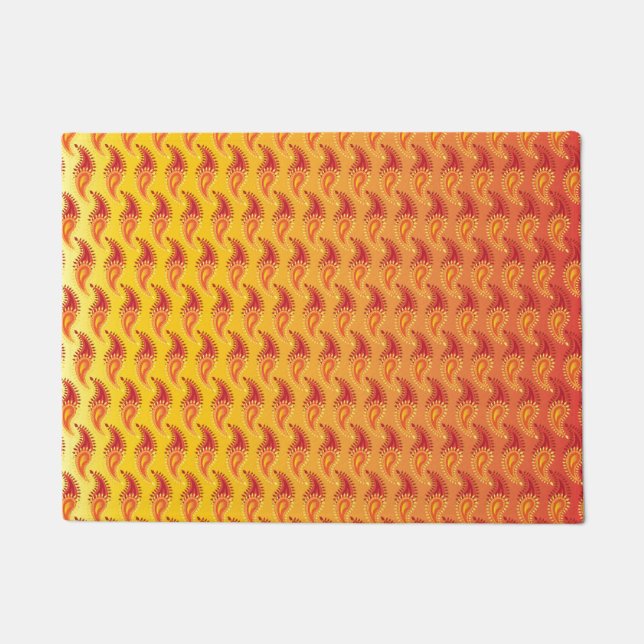 Oriental Orange Twin Flamme Persian Paisley Patter Fußmatte (Vorderseite)
