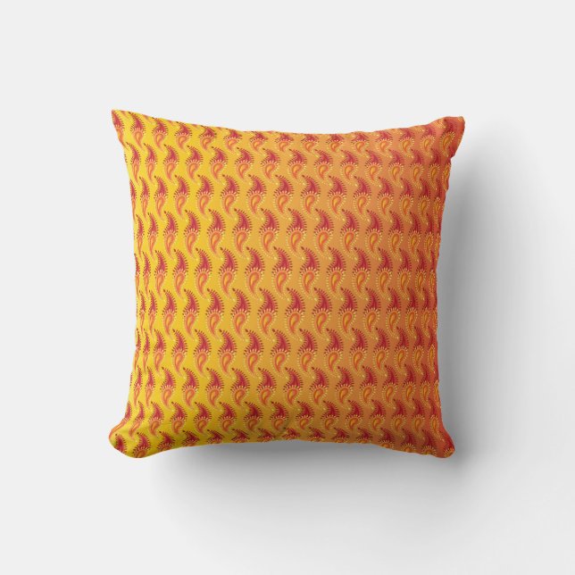 Oriental Orange Twin Flamme Persian Paisley Patter Kissen (Vorderseite)