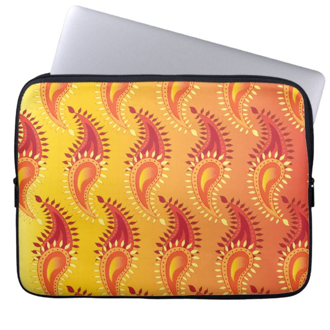 Oriental Orange Twin Flamme Persian Paisley Patter Laptopschutzhülle (Vorderseite)