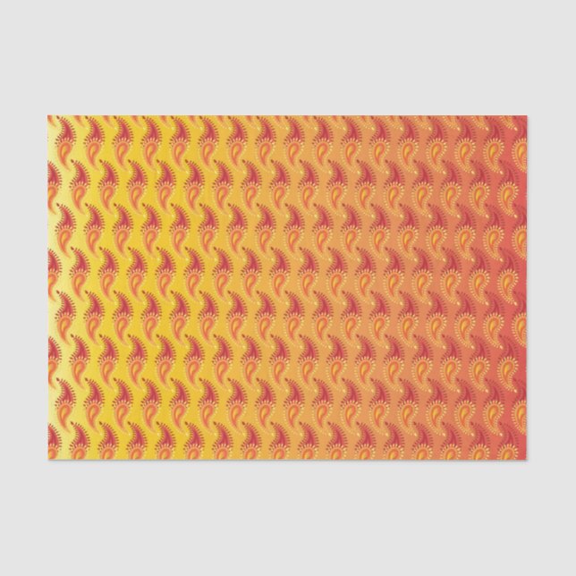Oriental Orange Twin Flamme Persian Paisley Patter Seidenpapier (Vorderseite)