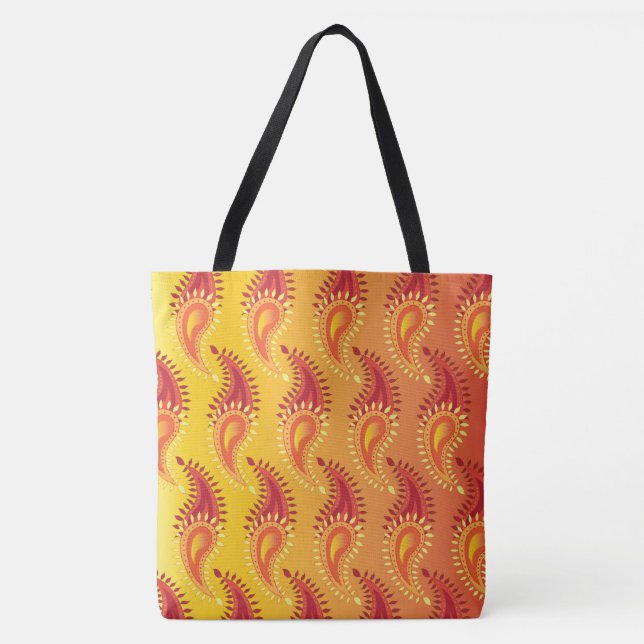 Oriental Orange Twin Flamme Persian Paisley Patter Tasche (Vorderseite)