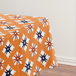 Oriental Orange Weiß Rot Katazome Blumen Muster Tischdecke