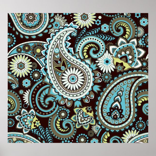 Oriental Paisley Vintag Seamless Pattern Poster (Vorne)