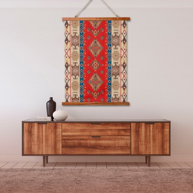 Oriental Pale Gold Red Turkish Kilim Ruder Wandteppich Mit Holzrahmen (Von Creator hochgeladen)