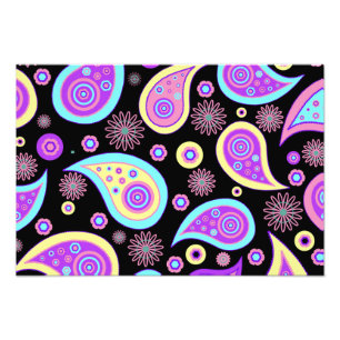 Oriental Persian Paisley - Blue Lila Pink Fotodruck