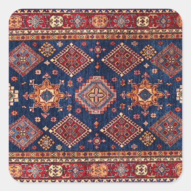 Oriental Persian Turkish Rug Pattern Quadratischer Aufkleber (Vorderseite)