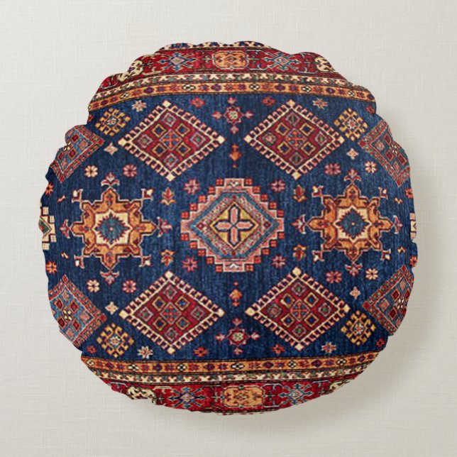 Oriental Persian Turkish Rug Pattern Rundes Kissen (Vorderseite)