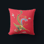 Oriental Pheasant on Bright Red Pillow Kissen<br><div class="desc">From an old oriental print,  a detailed pheasant on bright red background.</div>