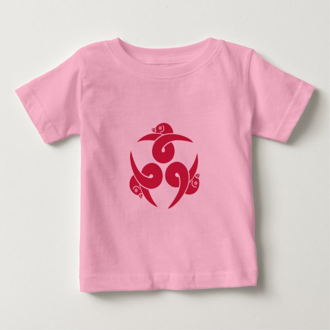 Oriental Pink Three Gänse Japan Mon Vector Art Baby T-shirt (Vorderseite)