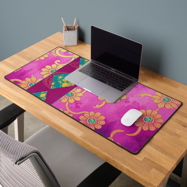 ORIENTAL Pink Türkis - Desktop, Maus Pad Schreibtischunterlage (Büro 2)