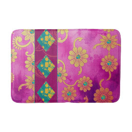 ORIENTAL Pink Türkis Floral - Bath Mat Rug Badematte