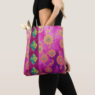 ORIENTAL Pink Türkis Floral - Beutel Tasche