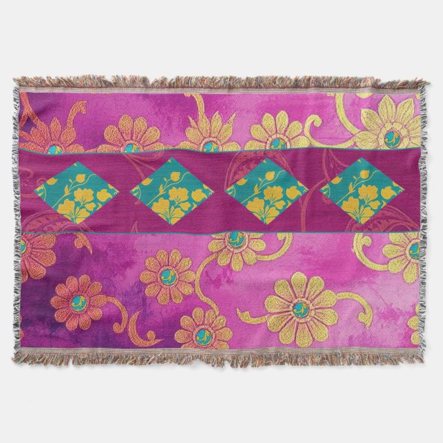 ORIENTAL Pink Türkis Floral - Knochenleiste Decke (Vorderseite)