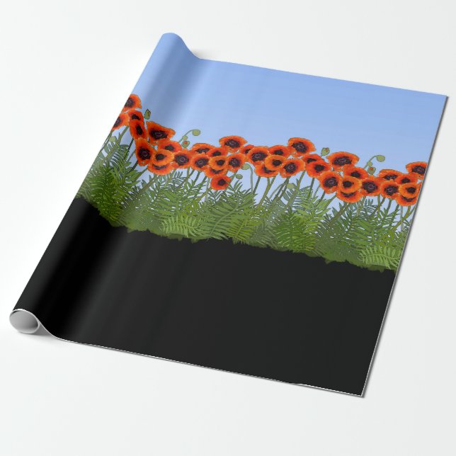 Oriental Poppy Garden Geschenkpapier (Ungerollt)