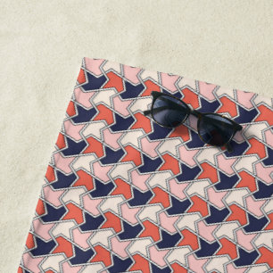 Oriental Red Blue Pink Geometric Arrows Strandtuch