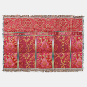ORIENTAL Red Golden Pattern - Throw Blanken Decke