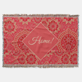 ORIENTAL Red Golden Pattern - Throw Blanken Decke