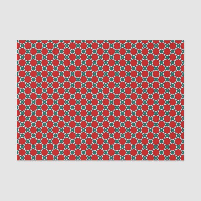 Oriental Red Green Arabic Egypt Geometric Pattern Seidenpapier (Vorderseite)