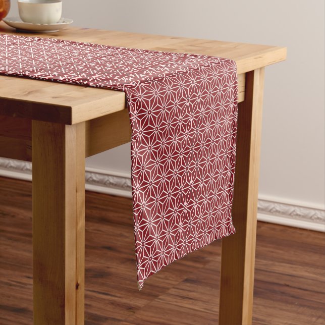 Oriental Red Shinshu Asanoha Japan Pattern Kurzer Tischläufer (Beispiel)