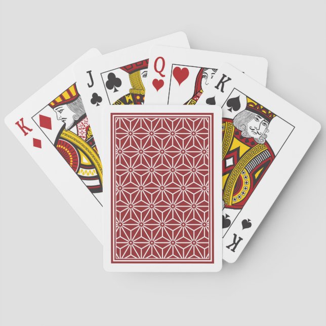 Oriental Red Shinshu Asanoha Japan Pattern Spielkarten (Rückseite)