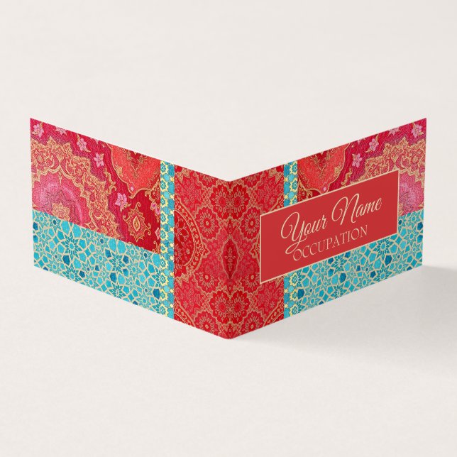 ORIENTAL Red Turquoise Muster - Visitenkarte Visitenkarten (Vorderseite)