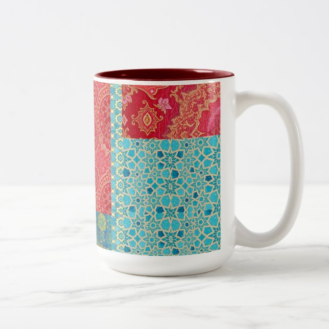 ORIENTAL Red Turquoise Pattern - Tasse, Cup Zweifarbige Tasse (Rechts)