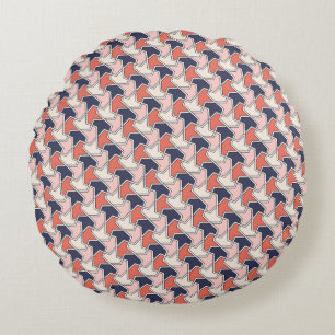 Oriental Red White Blue Geometric Arrows Pattern Rundes Kissen
