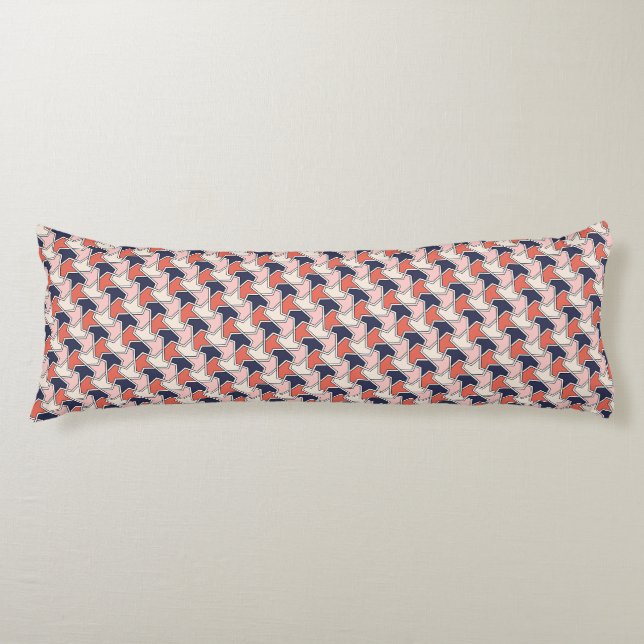 Oriental Red White Blue Geometric Arrows Pattern Seitenschläferkissen (Vorderseite)