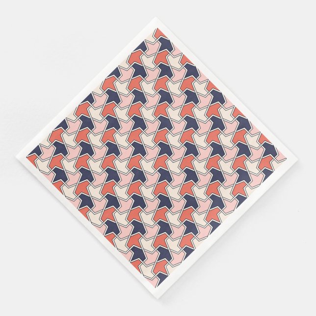 Oriental Red White Blue Geometric Arrows Pattern Serviette (Ecke)
