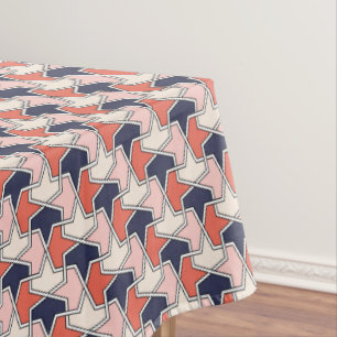 Oriental Red White Blue Geometric Arrows Pattern Tischdecke