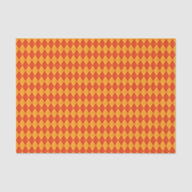 Oriental Red Yellow Kiku Chrysanthemum Mon Pattern Seidenpapier (Vorderseite)