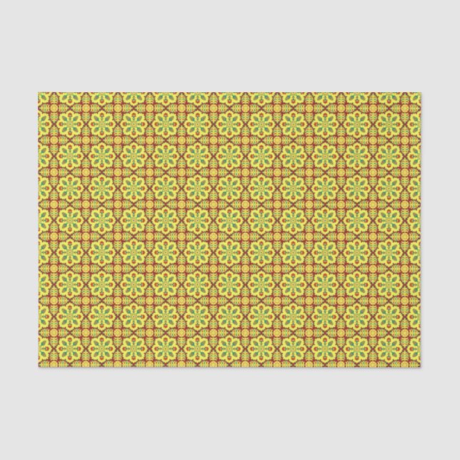 Oriental Red Yellow Ottoman Turkish Tulip Pattern Seidenpapier (Vorderseite)