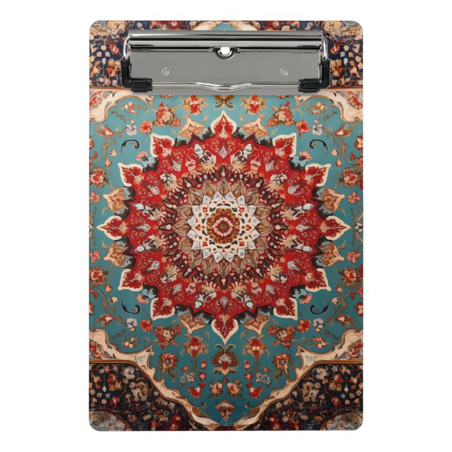 Oriental Retro Persian Muster Red Cream Blue Mini Klemmbrett (Vorderseite)