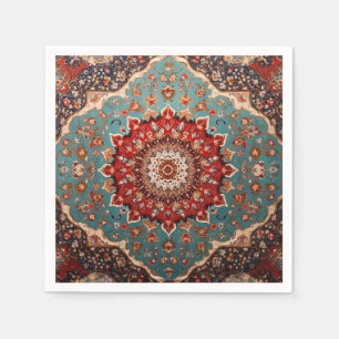 Oriental Retro Persian Muster Red Cream Blue Serviette