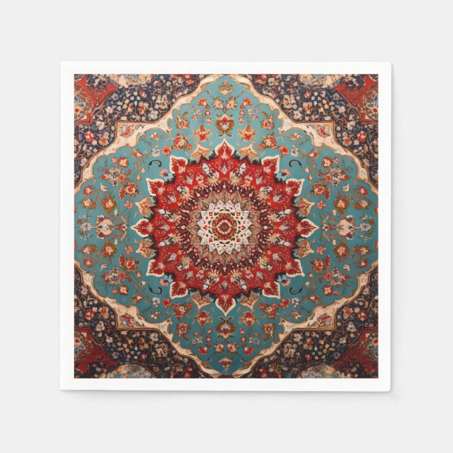 Oriental Retro Persian Muster Red Cream Blue Serviette (Vorderseite)