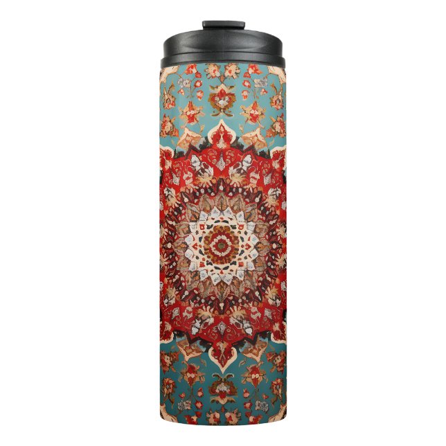Oriental Retro Persian Muster Red Cream Blue Thermosbecher (Vorderseite)