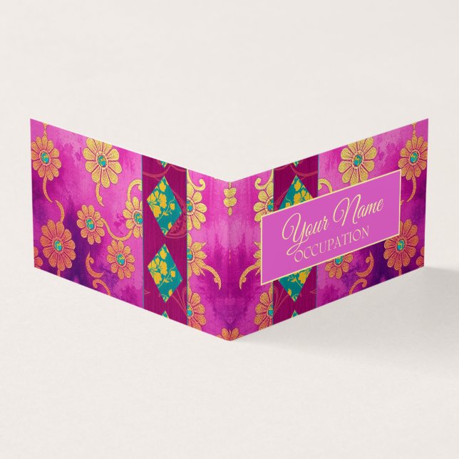 ORIENTAL Rose Turquoise Floral - Carte de visite (Extérieur)