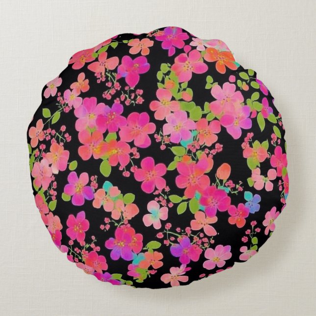Oriental Royal Blume Pillow Rundes Kissen (Rückseite)