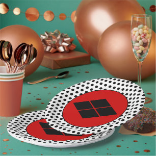 Oriental Schwarz Rot Weiß Takeda Japan Mon Kunst Pappteller