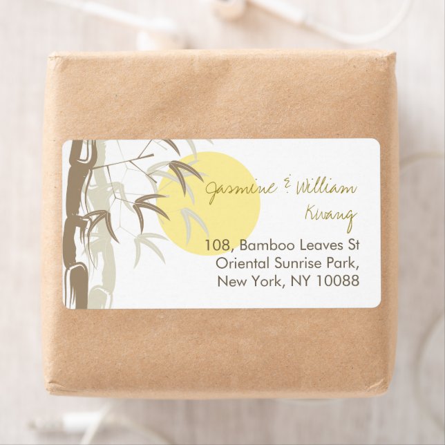 Oriental Sunrise Bamboo Garden Zen Wedding Labels (Insitu)