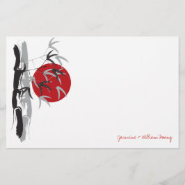 Oriental Sunrise Zen Bamboo Garden Asian Wedding Briefpapier