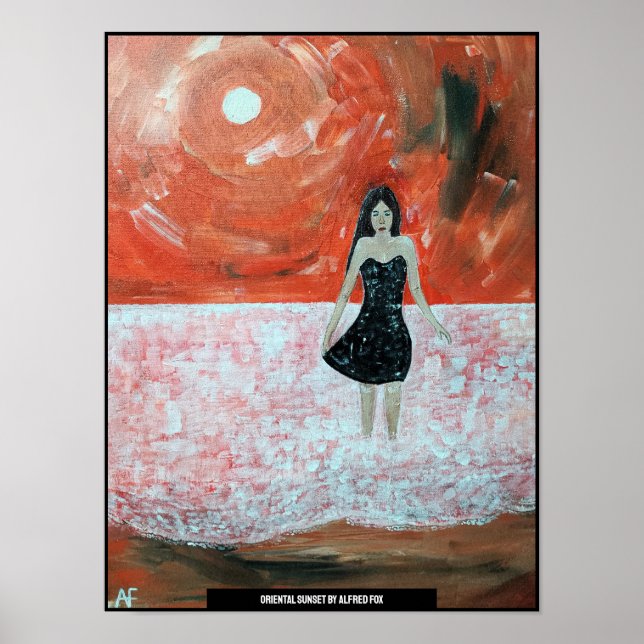 Oriental Sunset Painting by Alfred Fox Poster (Vorne)