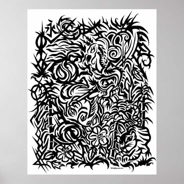 Oriental Tribal Tattoo Design Poster (Vorne)