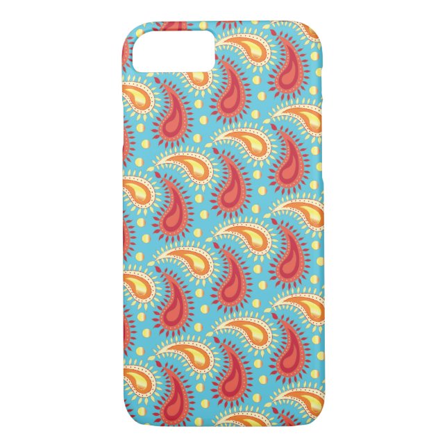 Oriental Turquoise Orange Persian Paisley Pattern Case-Mate iPhone Hülle (Rückseite)
