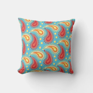 Oriental Turquoise Orange Persian Paisley Pattern Kissen