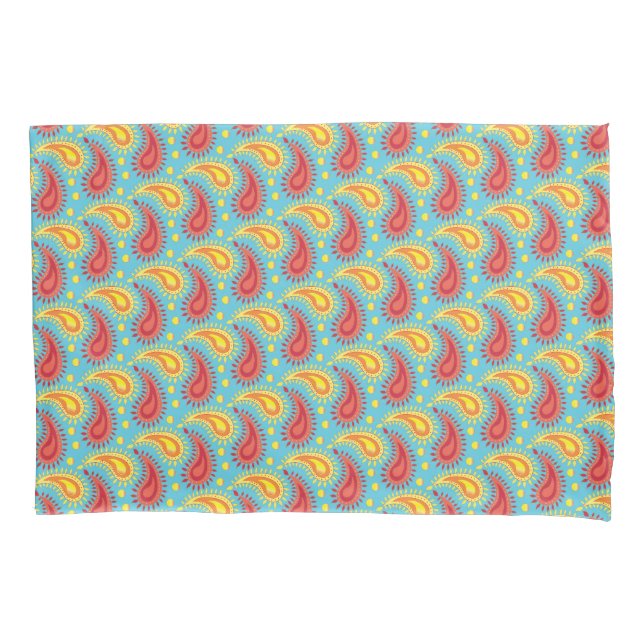 Oriental Turquoise Orange Persian Paisley Pattern Kissenbezug (Vorderseite)