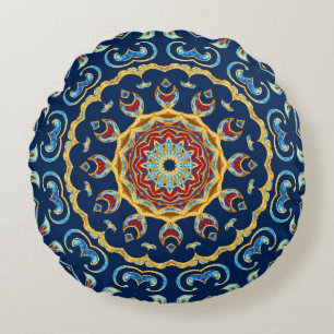 Oriental Watercolor Mandala Teppich Rundes Kissen