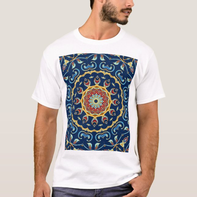 Oriental Watercolor Mandala Teppich T-Shirt (Vorderseite)