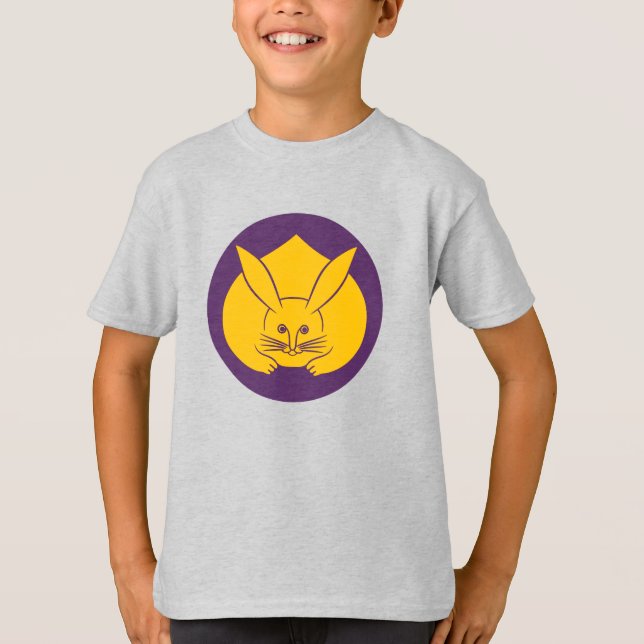 Oriental Yellow Lila Japan Rabbit Mon Art T-Shirt (Vorderseite)