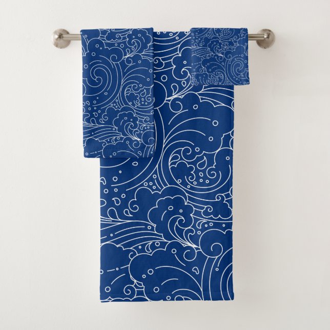 Orientale abstrakte Wasserwellen Muster Badhandtuch Set (Insitu)